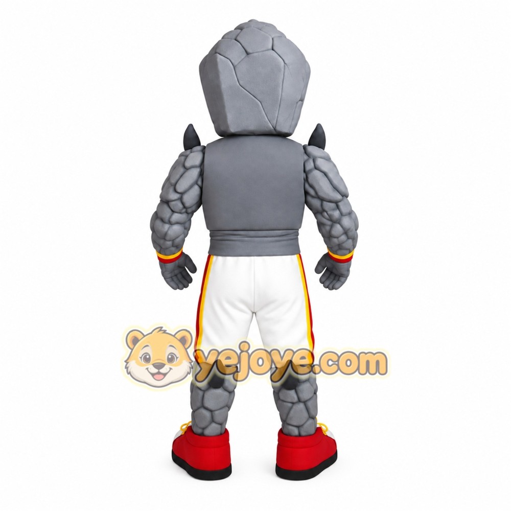 Gray White Red Stone Man Mascot Costume Gray White Red Stone Man Mascot Costume