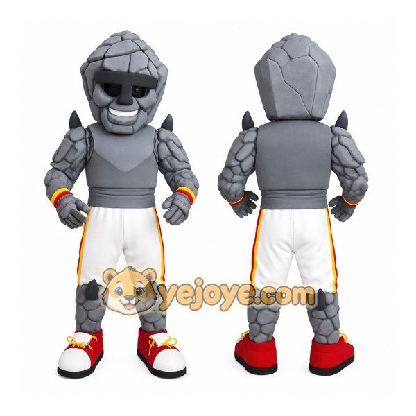 Gray White Red Stone Man Mascot Costume