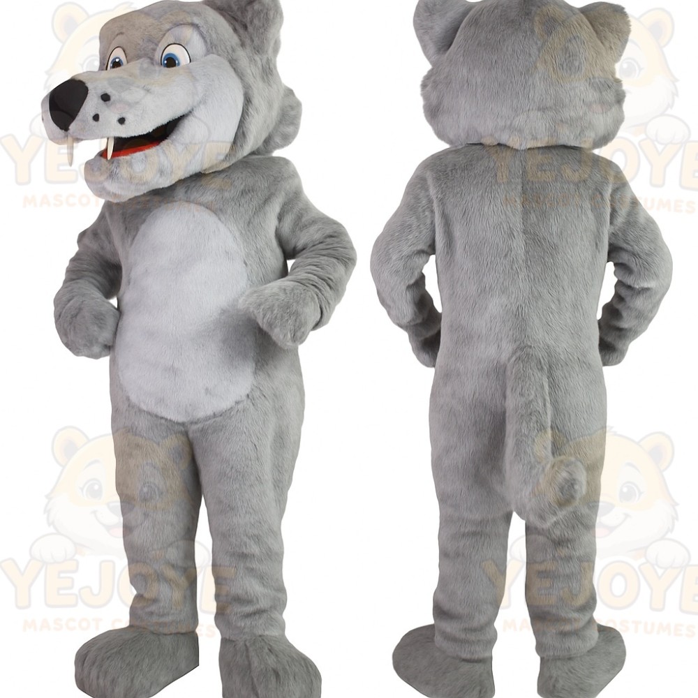 Gray White Wolf Mascot Costume