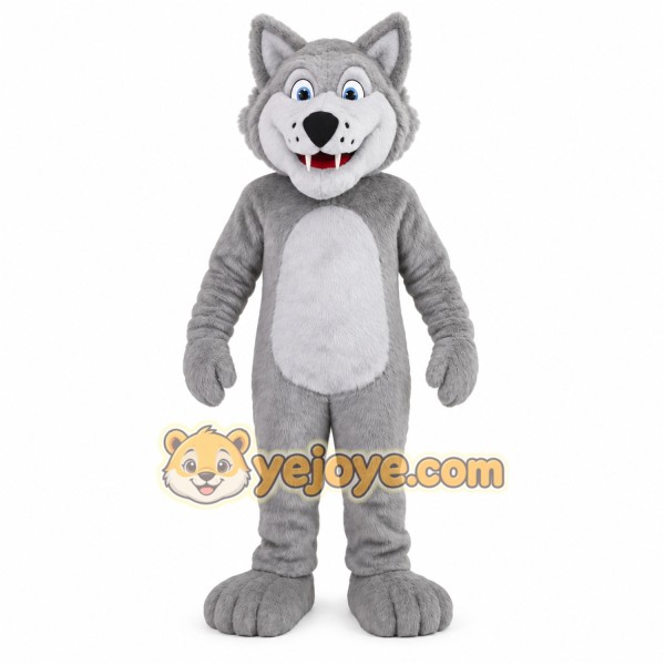 Gray White Wolf Mascot Costume