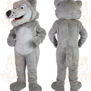 Gray White Wolf Mascot Costume