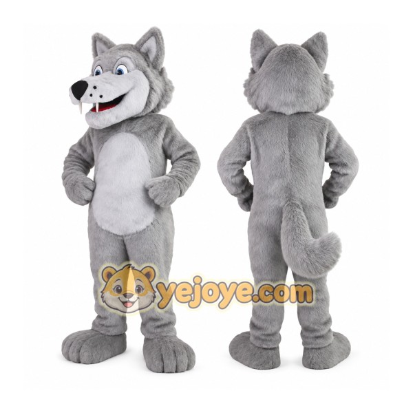 Gray White Wolf Mascot Costume