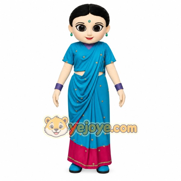 Blue Pink Indian Woman Mascot Costume