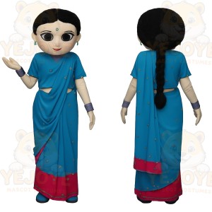 Blue Pink Indian Woman Mascot Costume