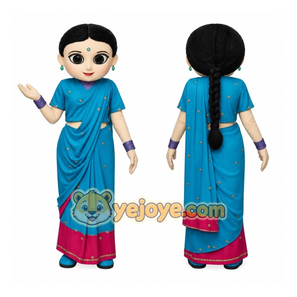 Blue Pink Indian Woman Mascot Costume