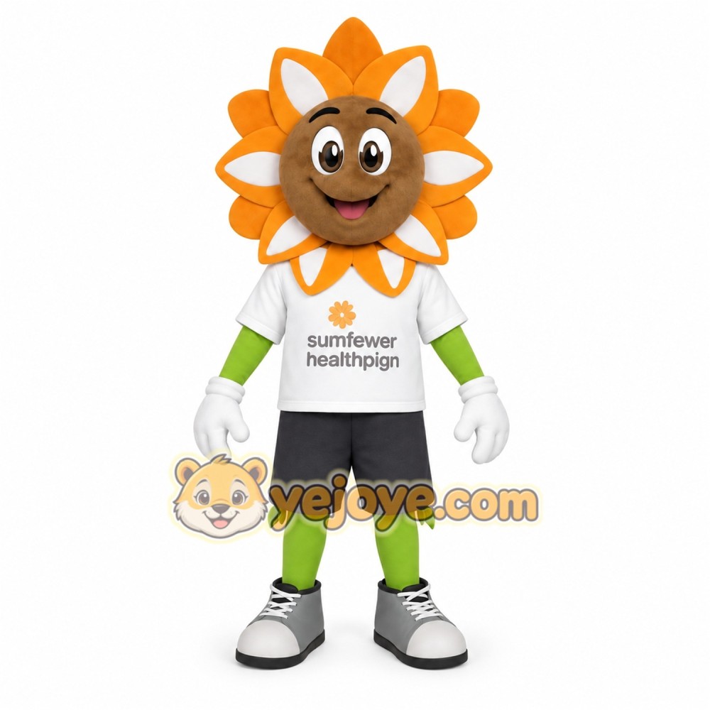Orange Brown Green Sunflower Mascot Costume