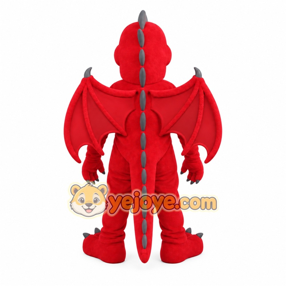 Red Gray Winged Dragon Mascot Costume Red Gray Winged Dragon Mascot Costume