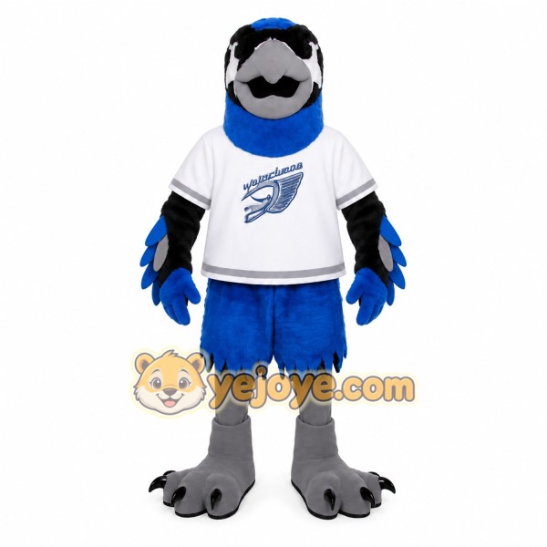 Blue Black White Gray Eagle Mascot Costume