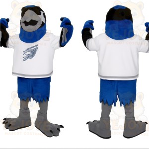 Blue Black White Gray Eagle Mascot Costume