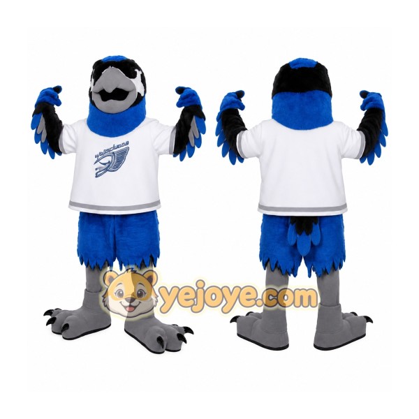 Blue Black White Gray Eagle Mascot Costume