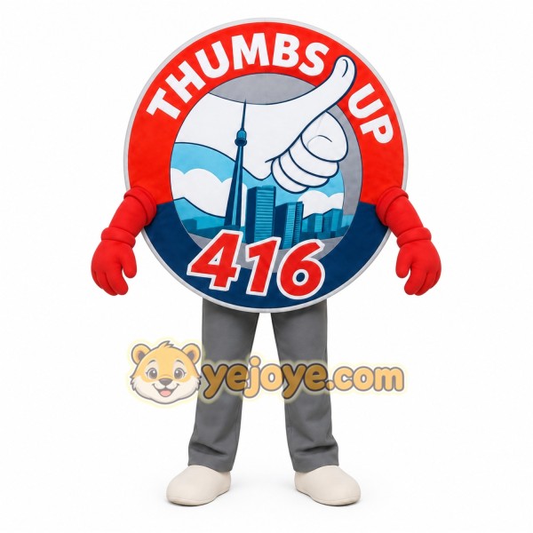 Red White Blue Round Sign Mascot Costume