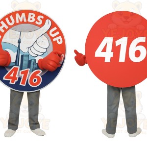 Red White Blue Round Sign Mascot Costume
