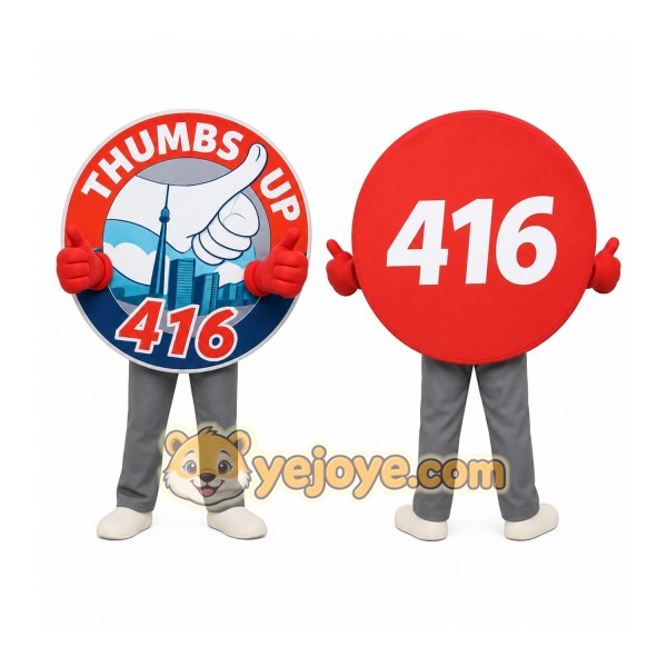 Red White Blue Round Sign Mascot Costume