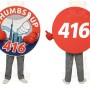 Red White Blue Round Sign Mascot Costume
