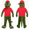 Green Red Striped Dinosaur Mascot Costume