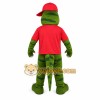 Green Red Striped Dinosaur Mascot Costume