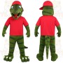 Green Red Striped Dinosaur Mascot Costume