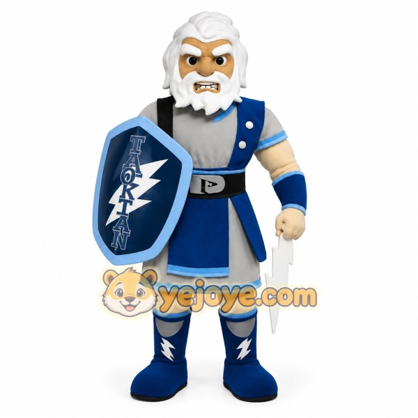 Blue White Bearded Warrior Mascot Costume