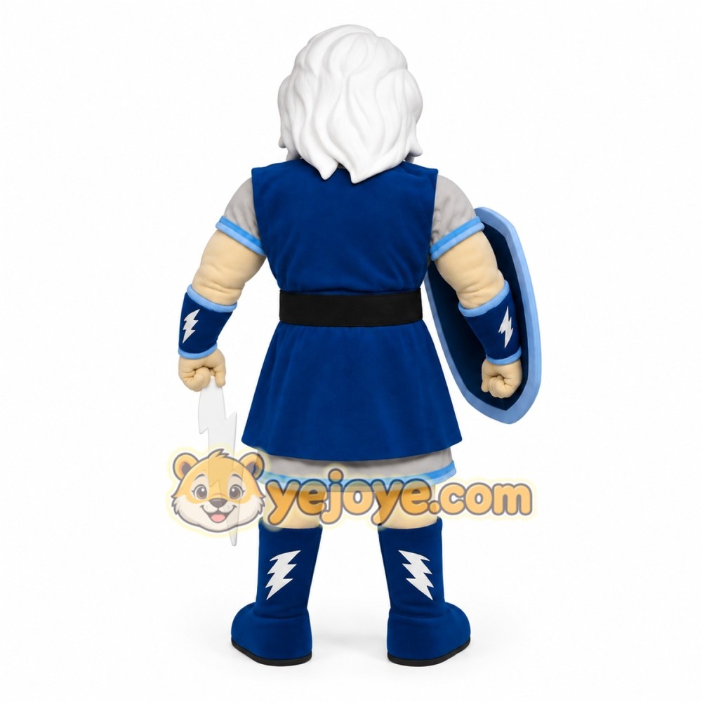 Blue White Bearded Warrior Mascot Costume