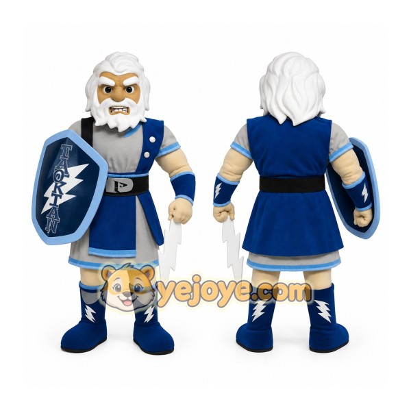 Blue White Bearded Warrior Mascot Costume