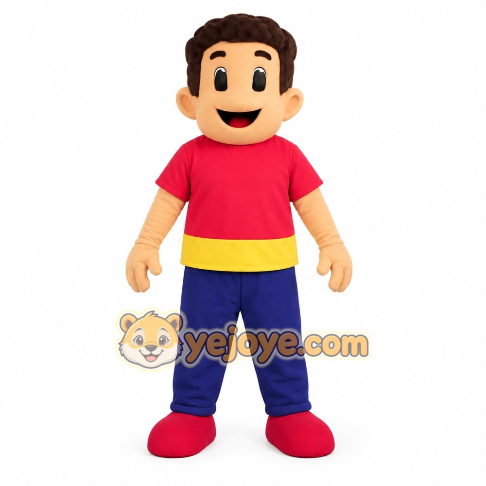 Brown Hair Red Yellow Blue Boy Mascot Costume Brown Hair Red Yellow Blue Boy Mascot Costume
