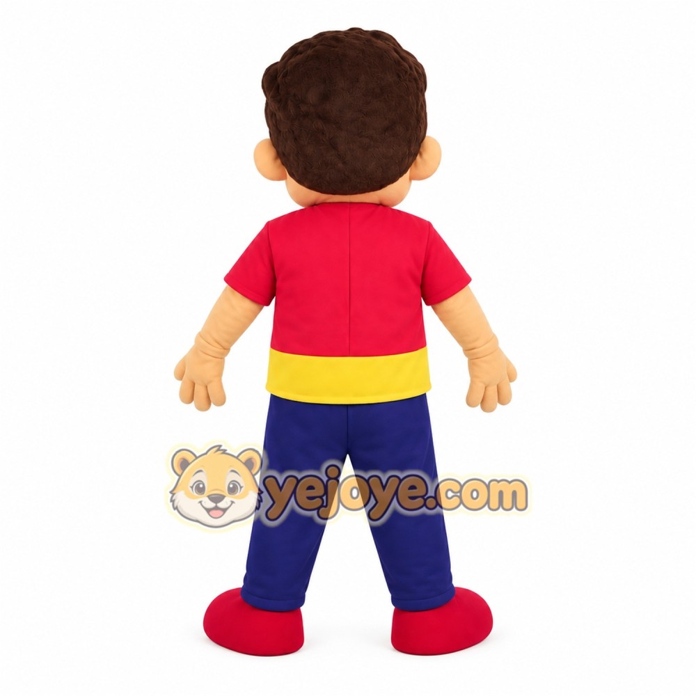 Brown Hair Red Yellow Blue Boy Mascot Costume Brown Hair Red Yellow Blue Boy Mascot Costume