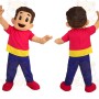 Brown Hair Red Yellow Blue Boy Mascot Costume