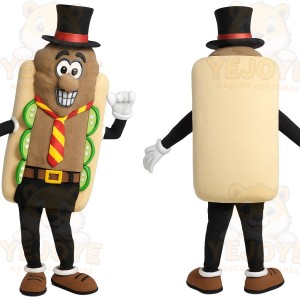 Tan Brown Top Hat Sandwich Mascot Costume