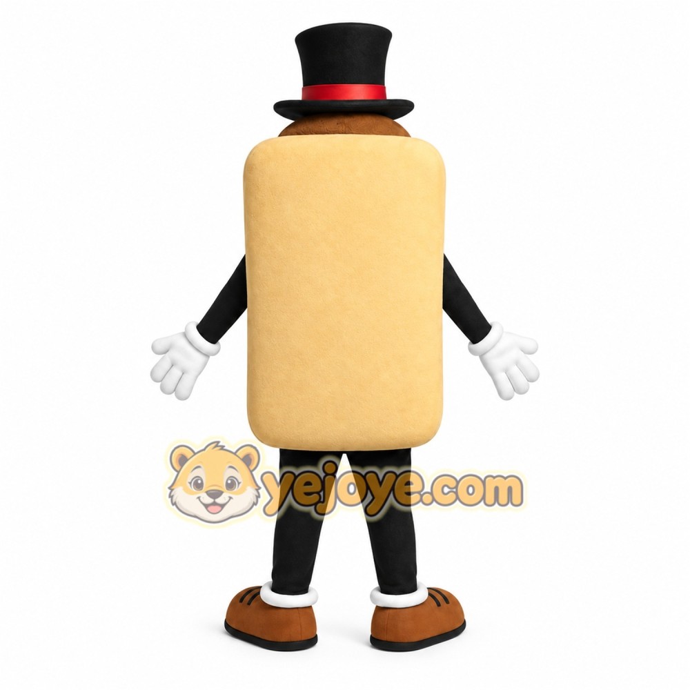 Tan Brown Top Hat Sandwich Mascot Costume Tan Brown Top Hat Sandwich Mascot Costume