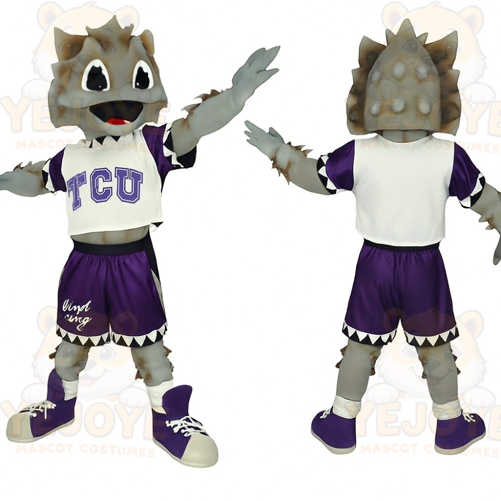 Gray Purple Horned Frog Mascot Costume