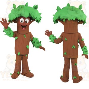 Brown Green Tree Mascot Costume