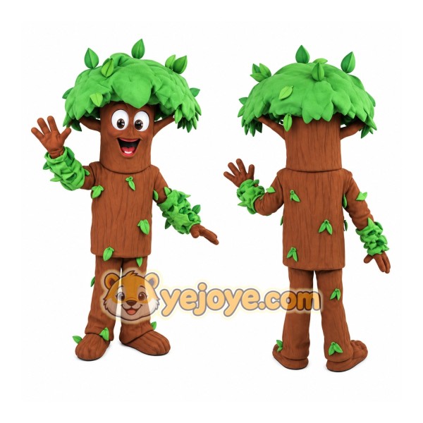 Brown Green Tree Mascot Costume