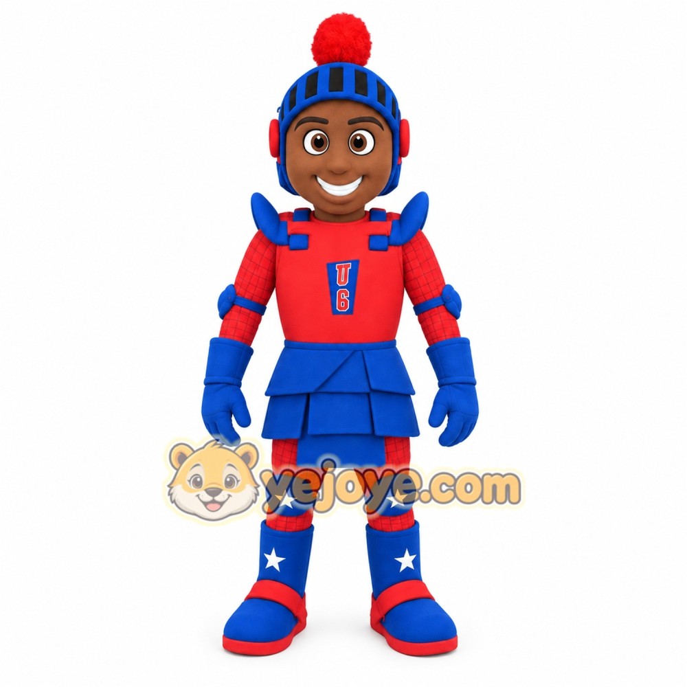 Red Blue Armored Knight Mascot Costume Red Blue Armored Knight Mascot Costume