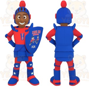 Red Blue Armored Knight Mascot Costume