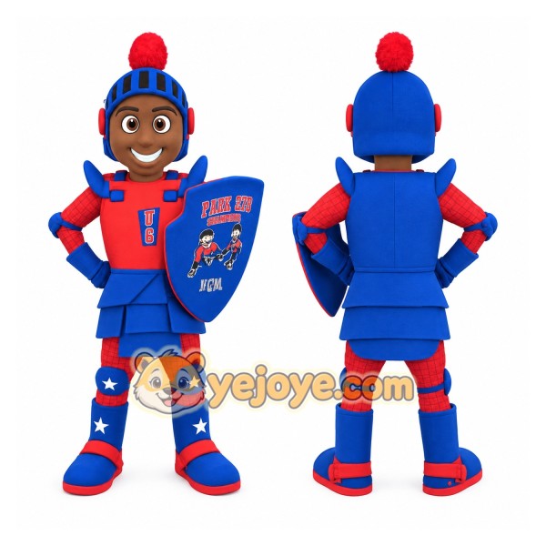 Red Blue Armored Knight Mascot Costume