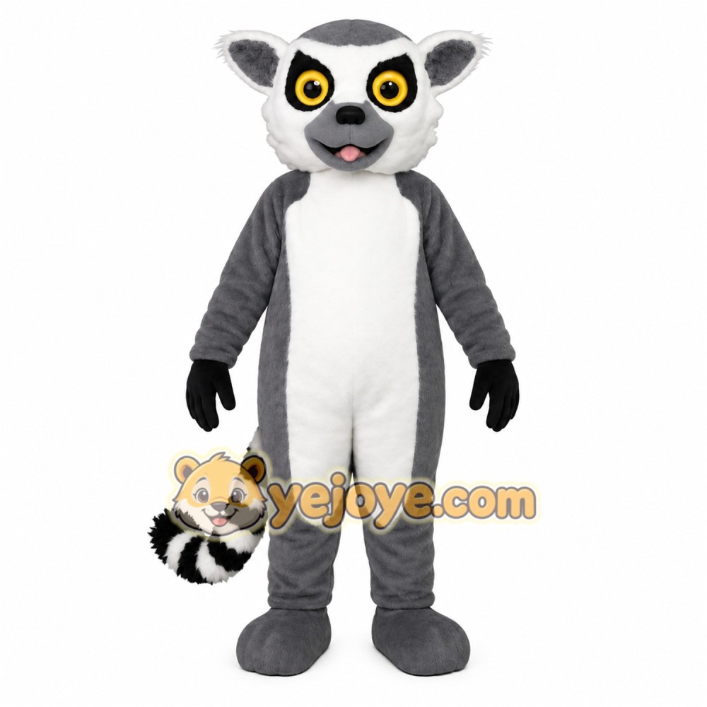 Gray White Lemur Mascot Costume Gray White Lemur Mascot Costume