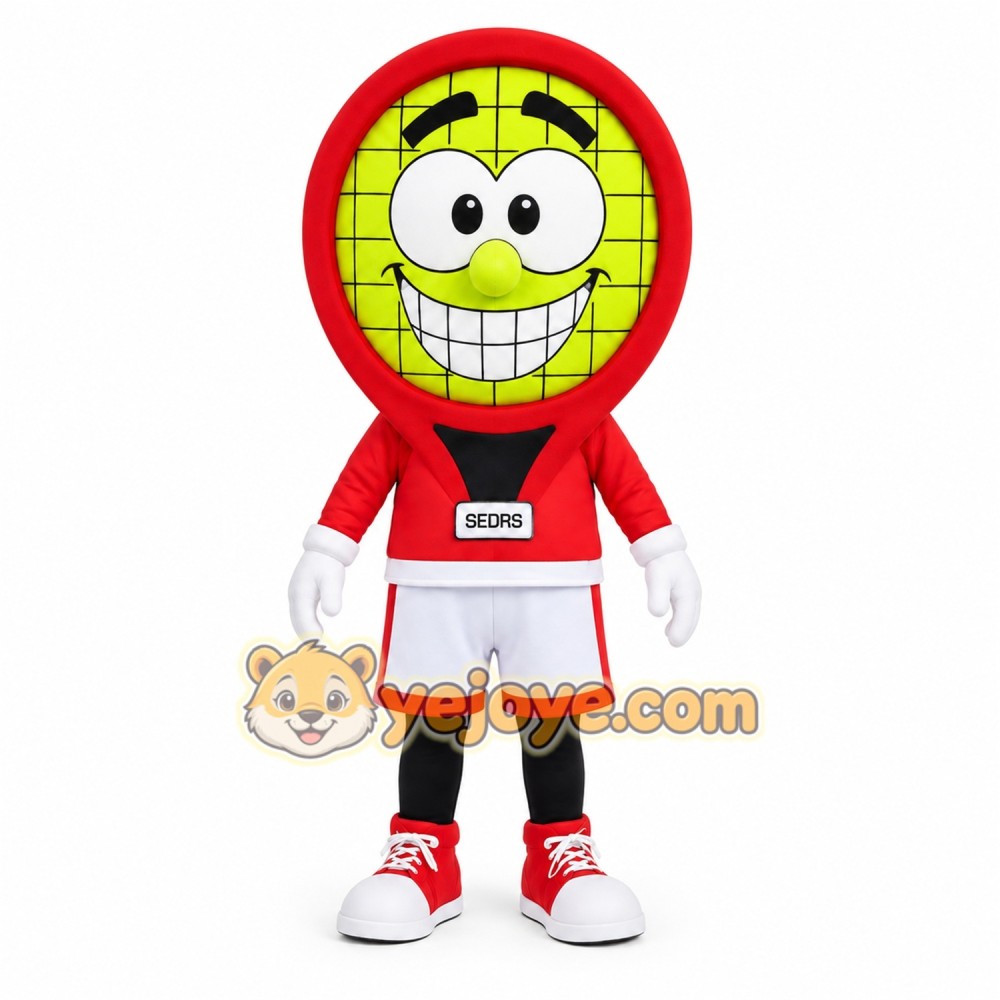 Yellow White Red Tennis Ball Mascot Costume Yellow White Red Tennis Ball Mascot Costume