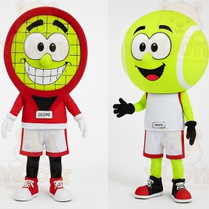 Yellow White Red Tennis Ball Mascot Costume