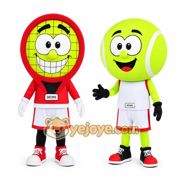 Yellow White Red Tennis Ball Mascot Costume