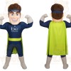 Navy Lime Green Superhero Man Mascot Costume