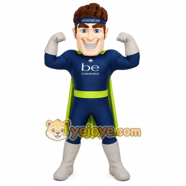 Navy Lime Green Superhero Man Mascot Costume