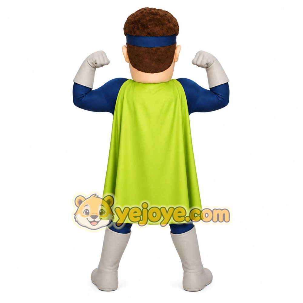 Navy Lime Green Superhero Man Mascot Costume Navy Lime Green Superhero Man Mascot Costume