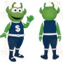 Green Blue Dollar Sign Alien Mascot Costume