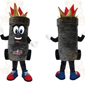 Gray Gold Crowned Trash Can Mascot Costume