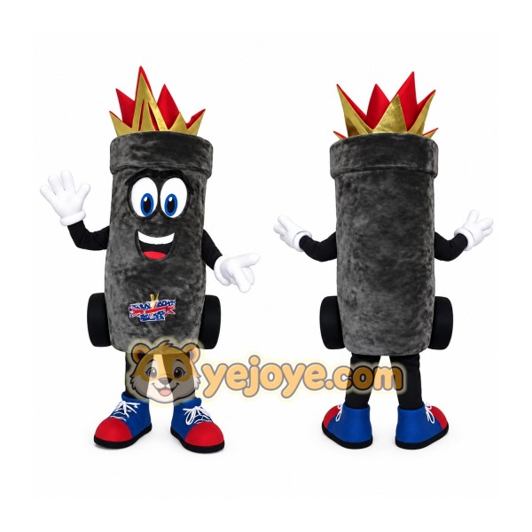 Gray Gold Crowned Trash Can Mascot Costume