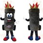 Gray Gold Crowned Trash Can Mascot Costume
