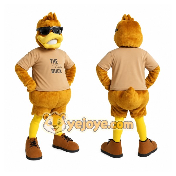 Brown Yellow Sunglasses Duck Mascot Costume