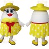 Yellow White Red Egg Woman Mascot Costume