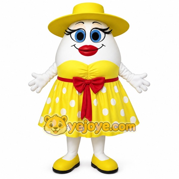 Yellow White Red Egg Woman Mascot Costume Yellow White Red Egg Woman Mascot Costume
