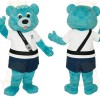 Turquoise White Navy Bear Mascot Costume